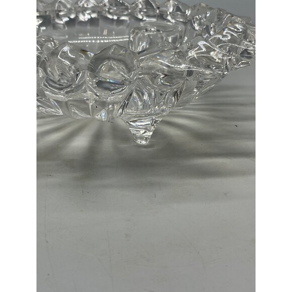 Crystal 3 candle holder sun burst spike shape footed crystal center top READ - Picture 5 of 8